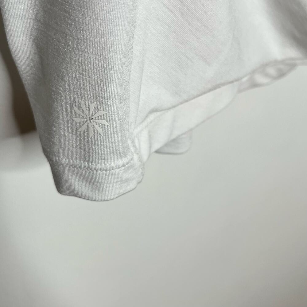 Athleta Short Sleeve Quarter Zip Top XL White Draped Back Zip Pocket Workout - Picture 7 of 9